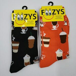 Womens Crew Socks COFFEE LATTE Cute Soft FUN Espresso Novelty Gift 2 PAIR Foozys